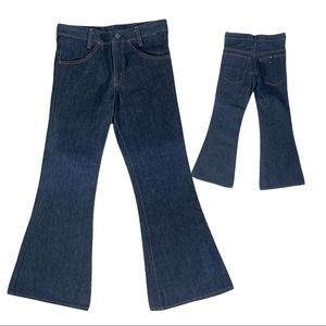 Vintage 70s JC Penney Plain Pockets Bell Bottoms Jeans Denim Flare Size 30